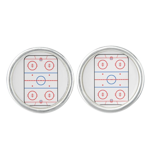 Ice Rink Diagram Hockey Game Graphic Cufflinks (Front)