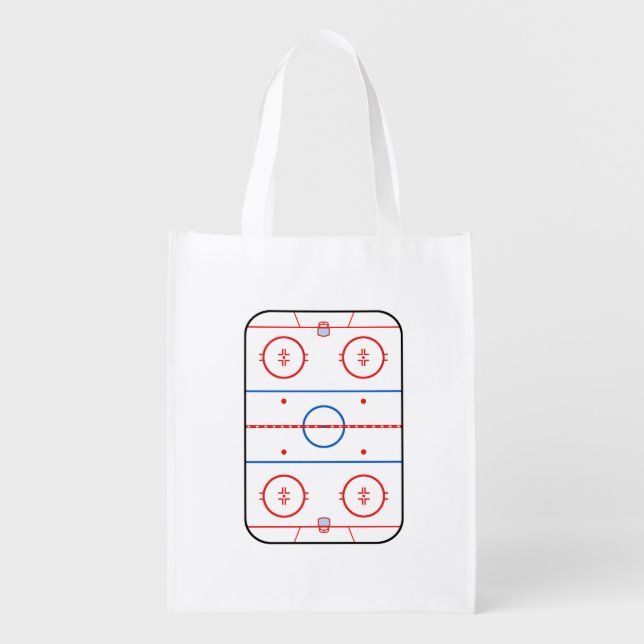 Ice Rink Diagram Hockey Game Graphic Grocery Bag (Front)