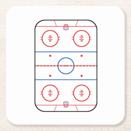 Ice Rink Diagram Hockey Game Graphic Square Paper Coaster