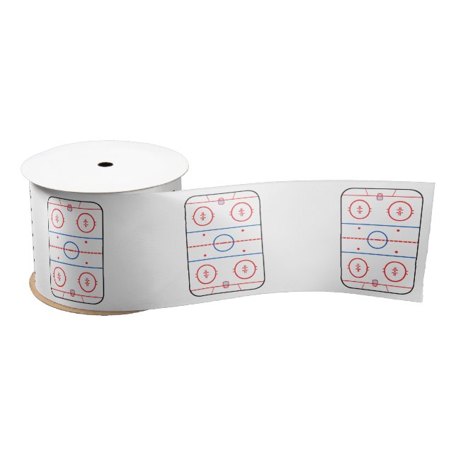 Ice Rink Diagram Hockey Game Style Satin Ribbon (Spool)