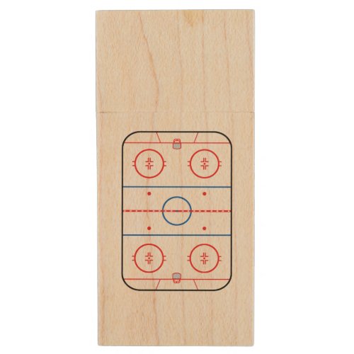 Ice Rink Diagram Hockey Game Style Wood Flash Drive