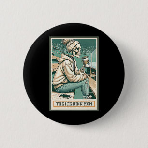 Ice Rink Mom Skeleton Card Gift Hockey Ice Skating Button