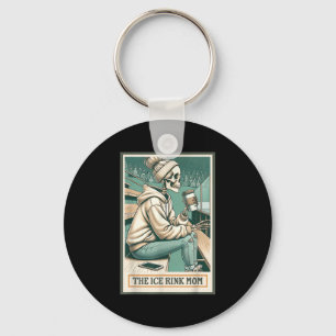 Ice Rink Mom Skeleton Card Gift Hockey Ice Skating Keychain