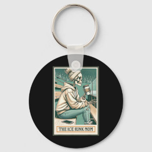 Ice Rink Mom Skeleton Card Gift Hockey Ice Skating Keychain