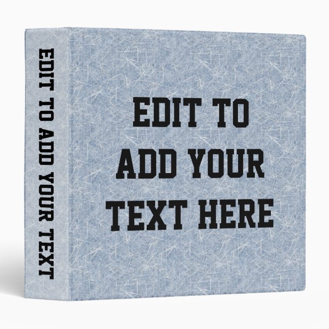 Ice Rink Skating Hockey Background Customizable 3 Ring Binder (Front/Spine)