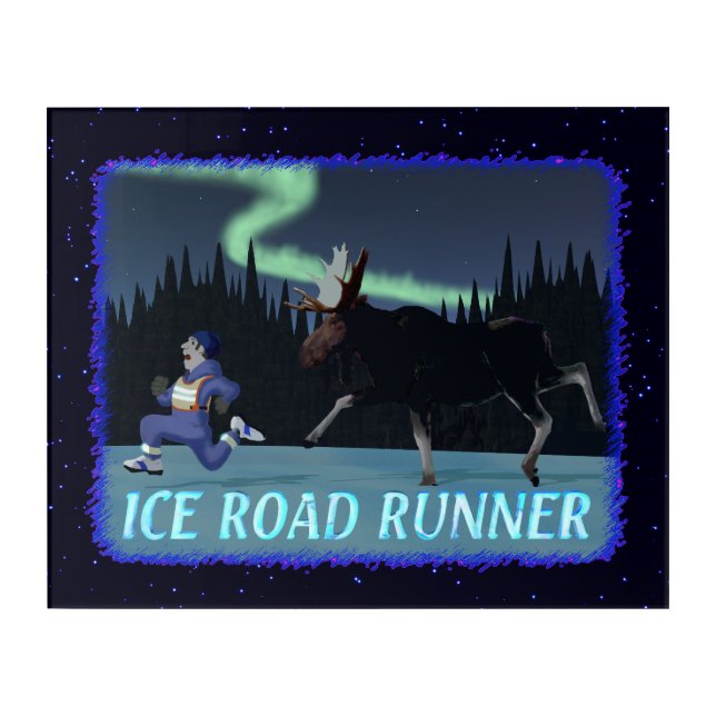 Ice Road Runner Acrylic Print (Front)