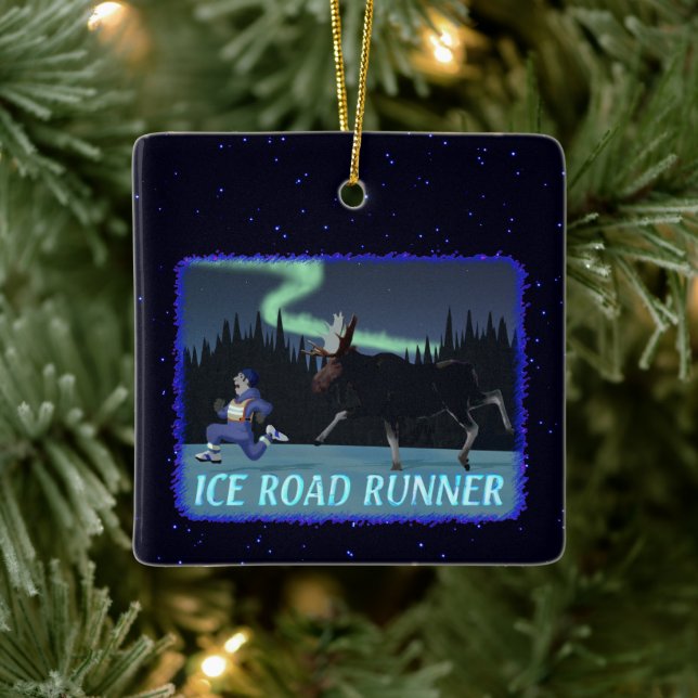 Ice Road Runner Ceramic Ornament (Tree)