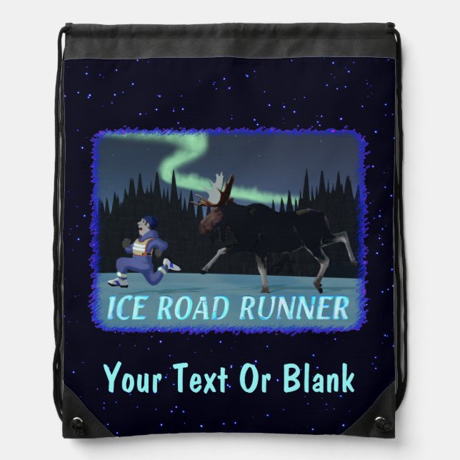 Ice Road Runner Drawstring Bag (Front)