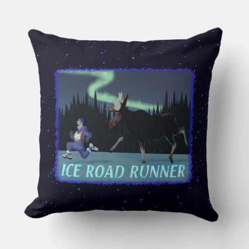 Ice Road Runner Throw Pillow