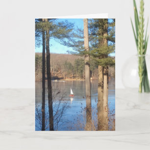 Ice Sailing on the Lake --- Holiday Card