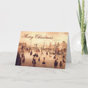 Ice Scene ~ Vintage Christmas Holiday Card