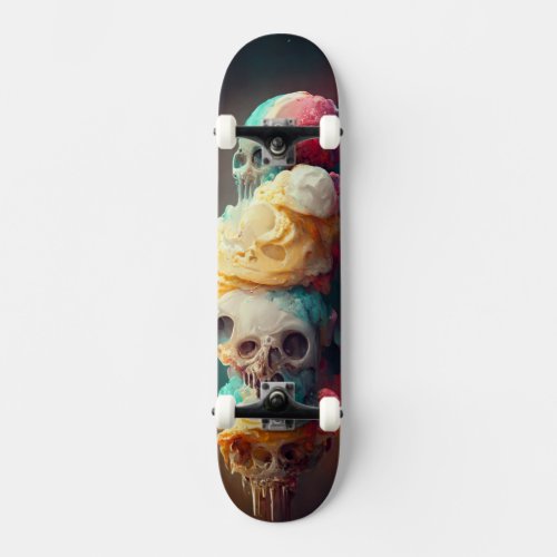 Ice Scream Skateboard _ Abstract Skull Design