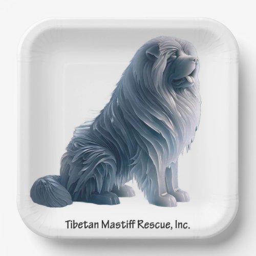 ice sitting TibetanMastiff Paper Plate 9 sq