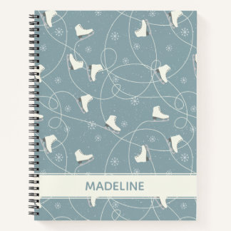 Ice Skate and Snowflake Pattern Notebook