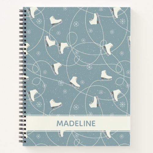 Ice Skate and Snowflake Pattern Notebook