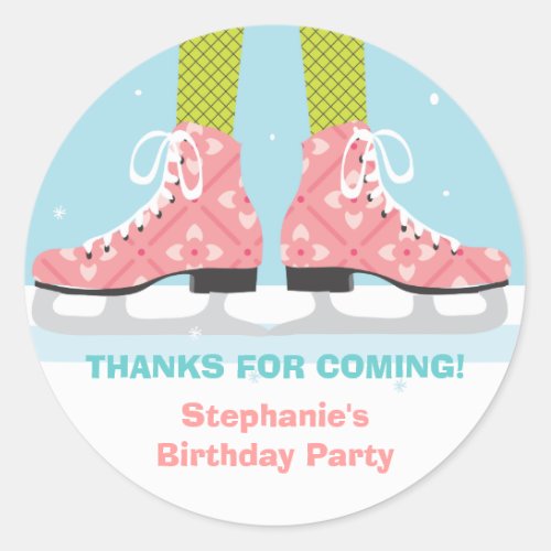 Ice Skate Birthday Party Thank You Sticker