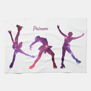 Ice-skate blade cipher - Large Silhouettes Kitchen Towel