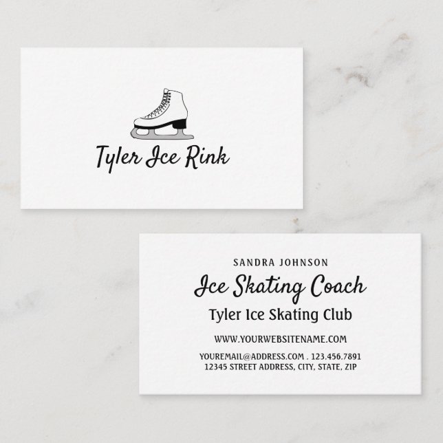 Ice Skate Design, Ice Skater, Ice Skating Coach Business Card (Front/Back)