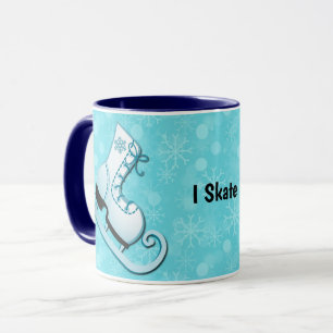 Ice Skate I Skate Personalized Mug Cup in Blue