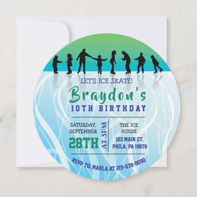 Ice Skate ICE SKATING birthday Party Invitation (Front)