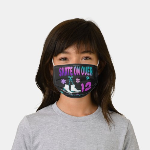 Ice Skate on Over Birthday Girl Skater  Kids Cloth Face Mask