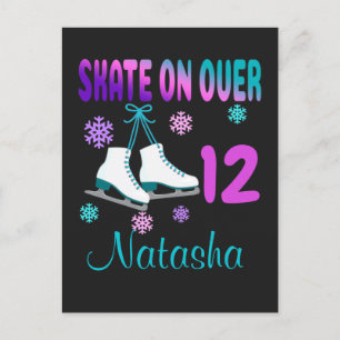 Ice Skate on Over Birthday Girl Skater Postcard