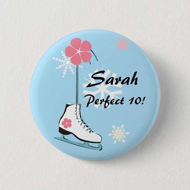 Ice Skate Pinback Button (Front)