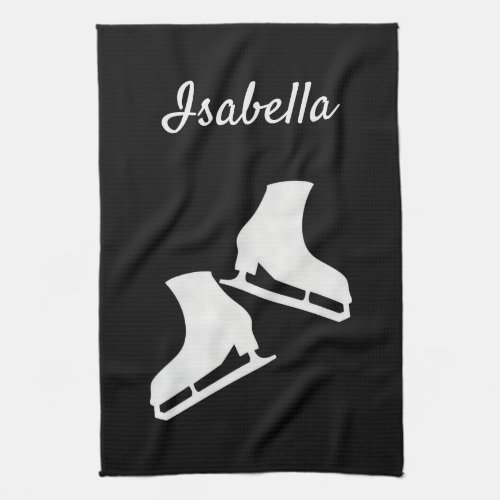 Ice skate towel figure skates Black black white