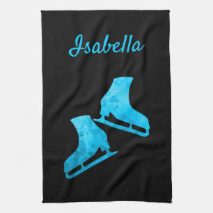 Ice skate towel figure skates Black Blue ice
