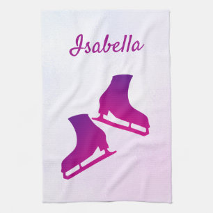 Ice skate towel figure skates purple pink