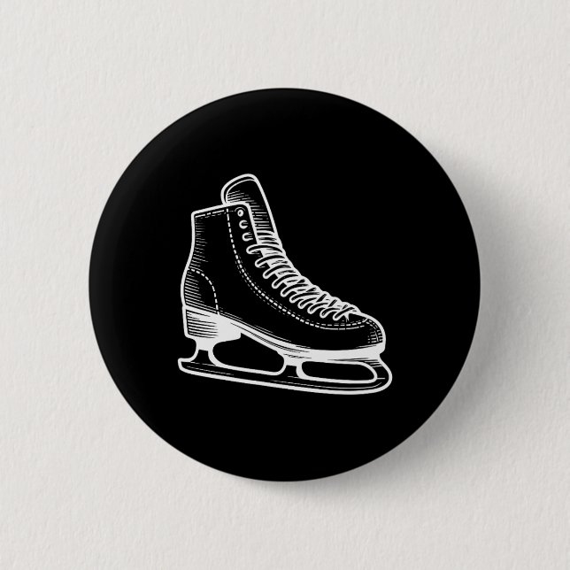 Ice Skate Winter Sports Line Art Outline Drawing  Button (Front)