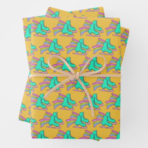 Ice Skate Wrapping Paper Set of 3