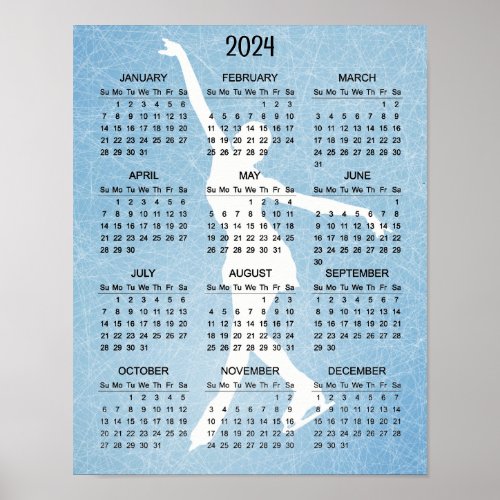 Ice Skater Design 2024 Calendar Poster