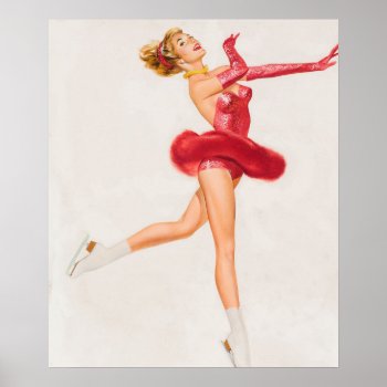 Ice Skater In Red. Pin Up Art Poster by Pin_Up_Art at Zazzle