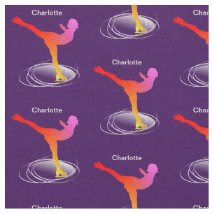 Ice Skater Silhouette Colorful Personalized Fabric