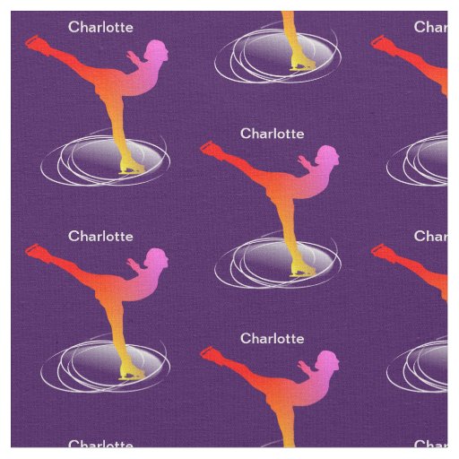 Ice Skater Silhouette Colorful Personalized Fabric