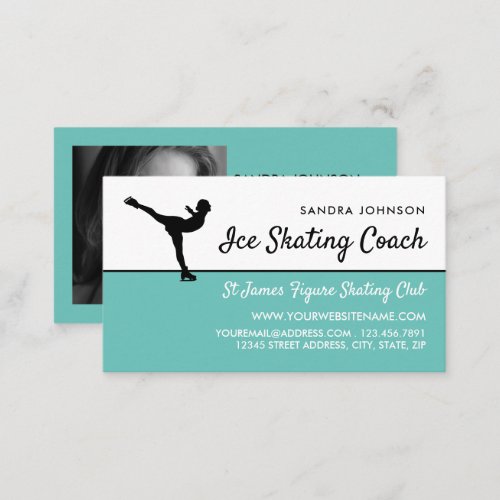 Ice Skater Silhouette Ice Skating Coach Photo Business Card