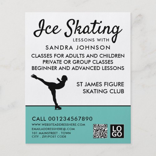 Ice Skater Silhouette Ice Skating Lesson Advert Flyer