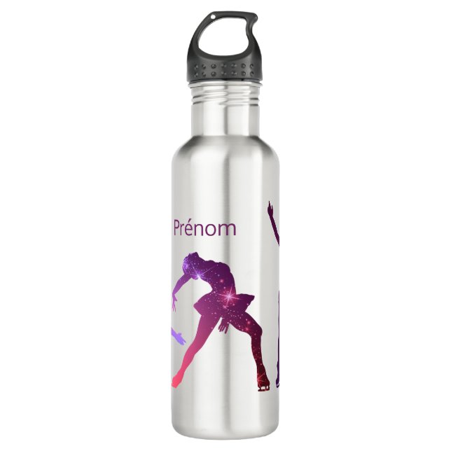 Ice skater sleeve - Rose Violet star Stainless Steel Water Bottle (Front)