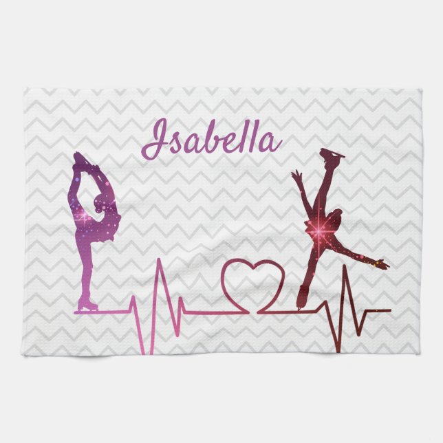 Ice Skater Towel blade heartbeat pink to red star (Horizontal)