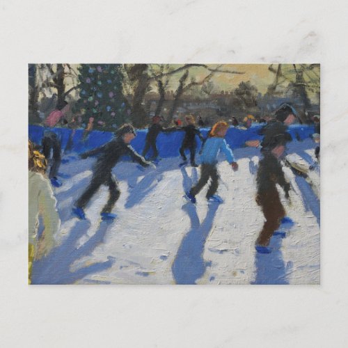 Ice skaters Christmas Fayre Fair Hyde Park Holiday Postcard