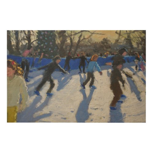 Ice skaters Christmas Fayre Fair Hyde Park Wood Wall Art