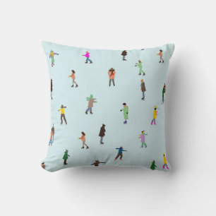 Ice Skaters On Lake │ ice skating christmas winter Throw Pillow