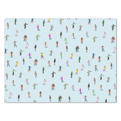 Ice Skaters On Lake  ice skating christmas winter Tissue Paper