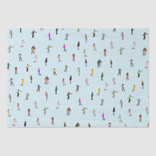 Ice Skaters On Lake │ ice skating christmas winter Tissue Paper (Front)