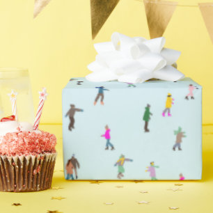 Ice Skaters On Lake │ ice skating christmas winter Wrapping Paper