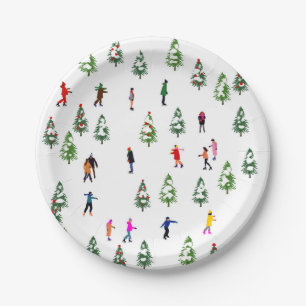 Ice Skaters Pine │ ice skating christmas winter Paper Plates