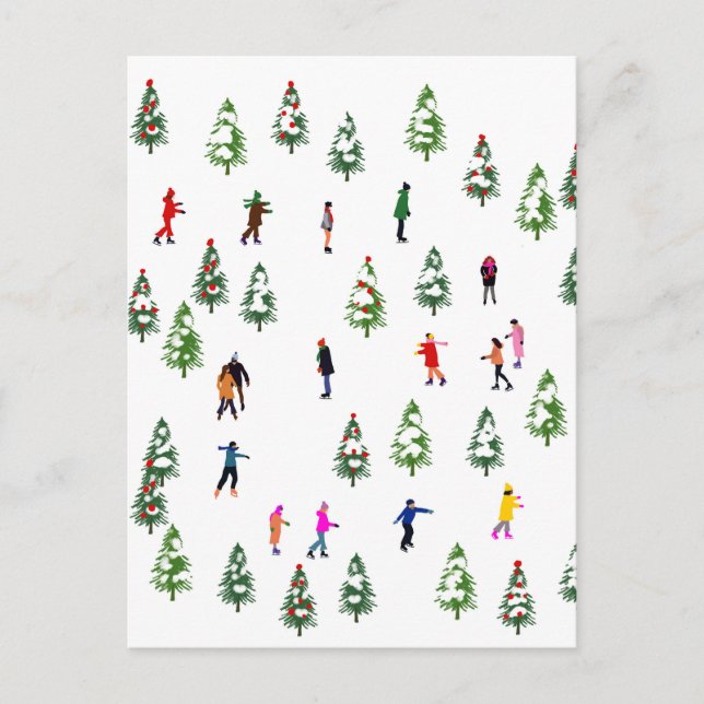 Ice Skaters Pine │ ice skating christmas winter   Postcard (Front)