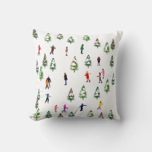 Ice Skaters Pine │ ice skating christmas winter Throw Pillow