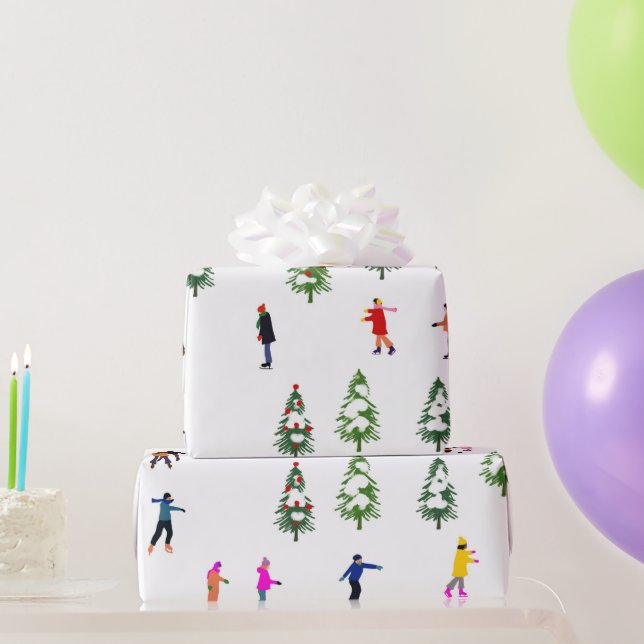 Ice Skaters Pine │ ice skating christmas winter  Wrapping Paper (Party Gifts)